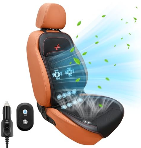 ZenRui Cooling Car Seat Cover with Massage,12v-24v Cooling Car Seat Cushion for Summer Driving,Ventilated Car Seat Cover with Air Conditioning System for SUV Truck Universal Fit