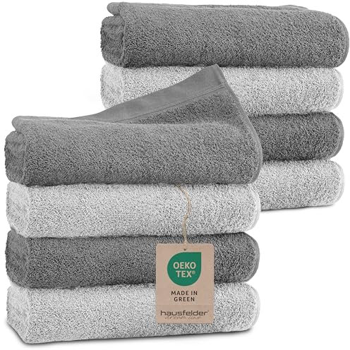 Handtücher Farbmix 8er Set, 50x100 cm - 100% Baumwolle Oeko-TEX Zertifiziert, Handtücher klein, weich, saugstark, Farbe: Grau/Hellgrau
