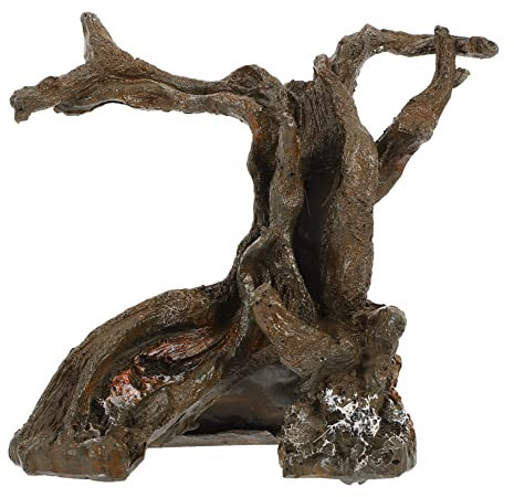 BESPORTBLE Artificial Tree Root Aquarium Decoration Resin Fish Tank Ornament Lifelike Brown Driftwood for Underwater Aquascaping Safe Material Stable Base Design