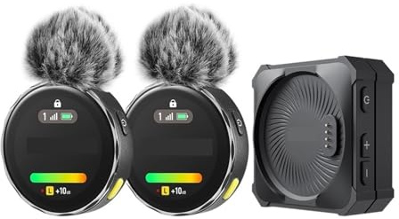 Wireless Microphone System 2*Transmitter 1*Receiver Touch Screen For PC Smartphone Camera(1)