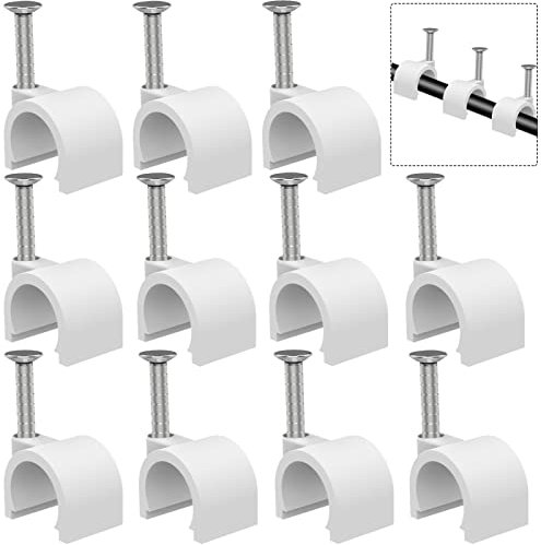 300 Pcs Cable Clips 10mm Nail in Cable Clips Cable Wire Clips Cable Tacks Coax Cable Clips Speaker Wire Clips Cable Nails for Cords Cable Clamps Ethernet Cable Clips RG6 RG59 CAT6 RJ45 Wall Wire Clips