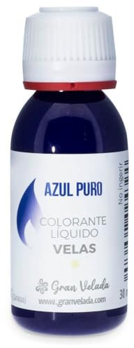 Gran Velada - Colorante Líquido para Velas Azul Puro 30 ml | Pigmento de Calidad | Fácil de Usar | Ideal para Velas Artesanales