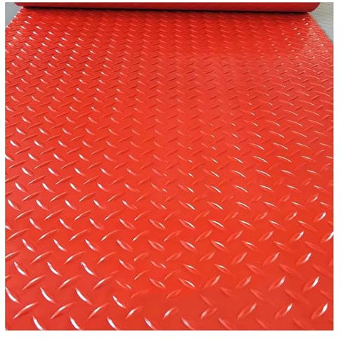 Rouleau de tapis de sol de garage de 49,2 pieds de long, tapis de sol de garage robustes en PVC, rouleau de sol de garage à plaque diamantée, tapis de sol de garage, tapis de stationnement antidérapan