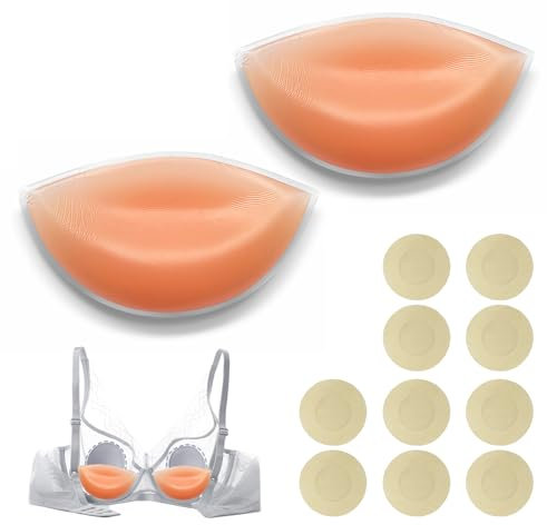 Bisienya Silicone Bra Pads Inserts,Chicken Fillet Bra Inserts,Bra Inserts Push Up Sticky Bra Inserts Sticky Bra Pads Balconette for Plunging Necklines and Bikini Tops with 10 Pcs Chest Patches