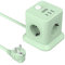 FDTEK Grün Steckdosenwürfel mit 1 USB-C und 2 USB-A, 7-in-1 Steckdosenleiste mit 4 Fach Steckdose (2500W/10A), Cube Mehrfachsteckdose mit Schalter, Tragbar Power Cube mit 1,8m Kabel für Büro, Hause