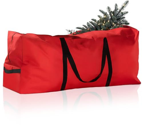E-SMARTER Christmas Tree Storage Bag, Waterproof, Durable Christmas Tree Bag Fits 6-7.5ft Xmas Trees (Detachable), 600D XMAS Tree Bag, Garden Cushion Storage Bag for Cushions, Red