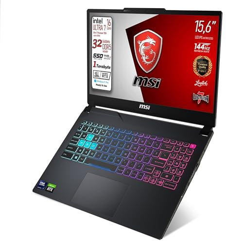 MSI Cyborg AI Notebook Intel Core Ultra 7 155H 16Core up to 4.80 GHz, Ram DDR5 32Gb, Display 15.6 FHD144Hz, SSD PCI Nvme da 1 Tb, SVGA GeForce RTX 4060 8Gb, DisplayPort, Win11 Pro, Preconfigurato