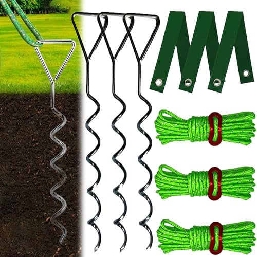 CHSG 9PCS Set Di Trampolino Di Ancoraggio a Terra, Trampolino 40 Cm Ancoraggi Robusti Per Il Terreno Per – A Vite Per Un Fissaggio Sicuro Nel Terren, Kit Di Ancoraggio a Terra Resistente, Altalena