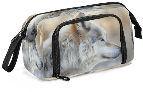 Mnsruu Lovely Wolf Federmäppchen, großes Fassungsvermögen, Stifteetui, Schreibwaren, Büro, Organizer-Tasche für Jungen und Mädchen, Lovely Wolf Real, Einheitsgröße, modisch