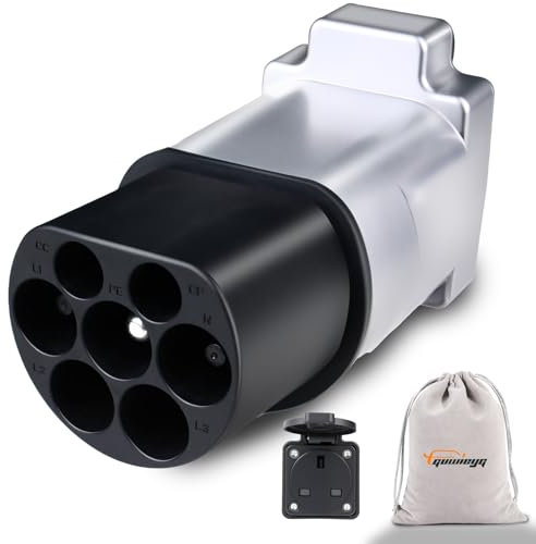 GUWIEYG Type2 to 3 Pin Adapter, Type2 to UK 3 Pin for Electric Motorcycles and E-Bikes, Type2 EV Charger or Type2 Charging Station Adapter