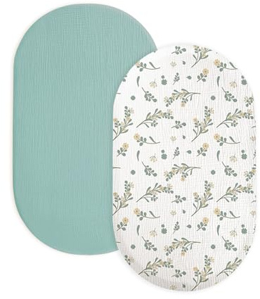 ROEOWENE 2pcs Bettlaken Spannbettlaken für Babybett Spannbettlaken | Kinderwagen Musselin-baumwolle 41x82cm Spannbetttuch Matratzenbezug Matratzenschoner Laufgitter Kinderbett,reisebett