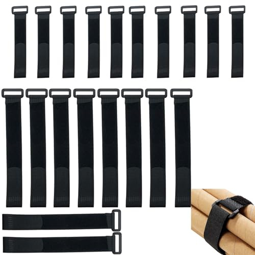 verstellbar Gurtband Set 20 Stück verstellbar 2,5cm breit–Kabelbinder wiederverwendbar 20/30 cm mit Anti-Rutsch Silikon für Kabelmanagement, Haushalt, Fahrrad, Outdoor–flexibel einsetzbare Befestigung