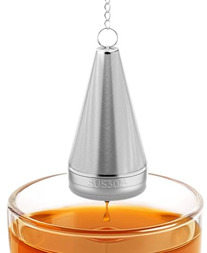 304 Stainless Steel Tea Strainer Fine Mesh Tea Infuser for Loose Leaf Tea | 1.8” x 3” Tea Strainer Extra Fine Mesh with a Drip Tray, Tea Ball for Cup Mug Teapot Bottle Kettle