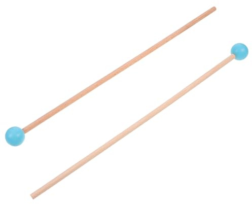 Marimba Hammer mit Ahornstäben und Silikonkopf, Blau | 1 Paar, für Xylophon und Keyboard, Glatte Ausführung, Holz und Silikon, Stabil und Formbeständig