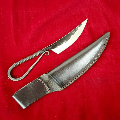 CRAFTOMATIK Couteau médiéval | Couteau viking fait main | Couteau celtique pour jardin et camping avec étui en cuir | LARP | HFK03