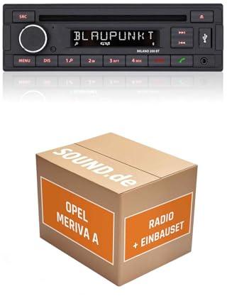Autoradio Einbaupaket für Blaupunkt Milano 200 BT kompatibel mit Opel Meriva A Schwarz | Bluetooth USB