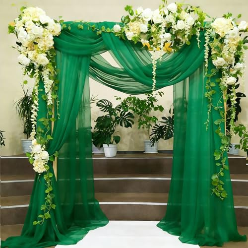 Alaoo Hochzeit Vorhang Deko, Hochzeitsbogen Gardinen 5M*160CM(Grün)