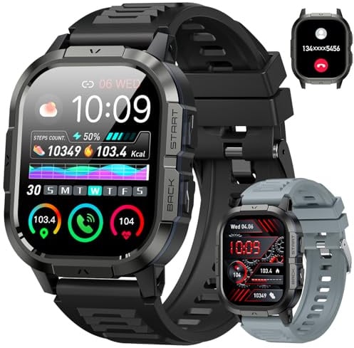 Smartwatch Herren Damen Fitnessuhr mit Telefonfunktion: Bluetooth Anruf Armbanduhr Wasserdicht Fitness Tracker Smart Watch mit Herzfrequenz Schlafmonitor Schrittzähler Sportuhr Uhren für Android iOS