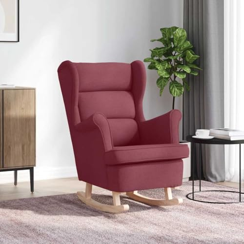 MOBCANT Schaukelsessel mit Schaukelbewegung, moderner Stoff Weinrot Finish, für Wohnzimmer und Schlafzimmer,74 x 90 x 102 cm