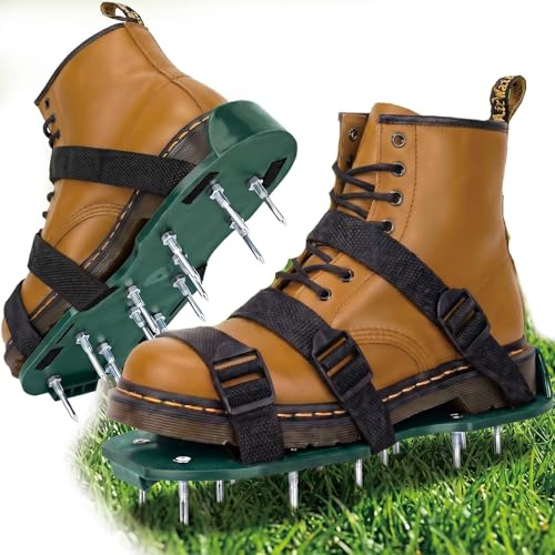 Solvio Heavy Duty Lawn Aerator Shoes for Superior Stability, Pre-Assembled Spiked Sandals for Effective Lawn Aeration, Universal Size Fits most people,Garden Scarifier and Aerator Tool for Yard Grass