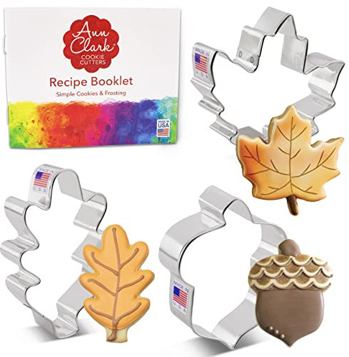 Ensemble de 3 Emporte-Pièces Automne Feuilles Fabriqué aux États-Unis par Ann Clark, Feuille de chêne, Feuille d'érable, Gland