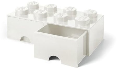 LEGO 4006 Brick 8 Knöpfe, 2 Schubladen, stapelbar Aufbewahrungsbox, 9,4 l, weiß, Plastik, Legion/White, 50 x 25 x 18 cm