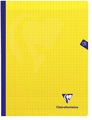 Clairefontaine 349341C Un Cahier Brochure Cousu Fil Mimesys Jaune - 24x32 cm - 192 Pages Grands Carreaux - Papier Blanc 90 g - Couverture Polypro
