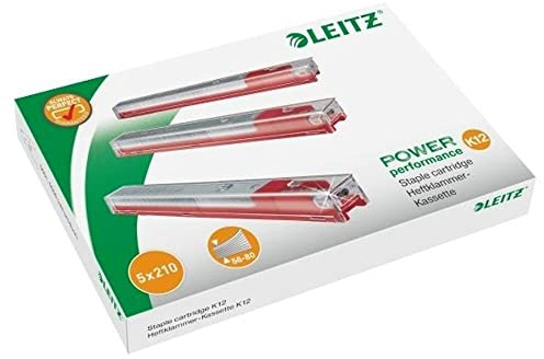 Leitz 5594 Heftklammern K12 - Einweg-Kassette, 5x210 Stück, rot, Menge 5