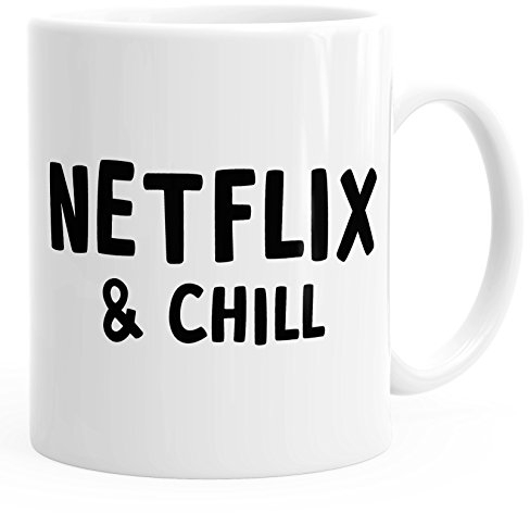 MoonWorks Kaffee-Tasse Netflix and chill Teetasse Keramiktasse Spruch-Tasse weiß Unisize