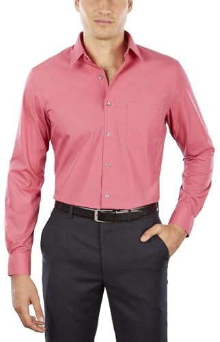 Van Heusen Herren Poplin Fitted Solid Point Collar Dress Shirt Smokinghemd, Pink,Desert Rose, 39 cm Hals 81 cm-84 cm Ã„rmel