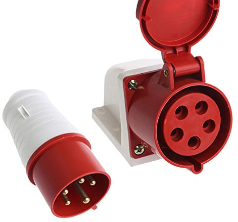 Mentin Prise Industrielle et Murale de 32 Ampères 5 Broches 240-415V étanche IP44 3P + N + E 32A