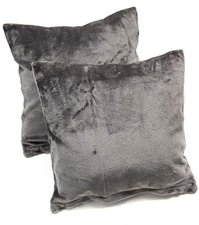 MALIKA Set 2er Kissenbezug Cashmer Touch Fleece Kissenhlle Sofakissen Kopfkissenbezug Kissenbezug Couchkissen, Gre:2X 80x80 cm, Designe:GRAU