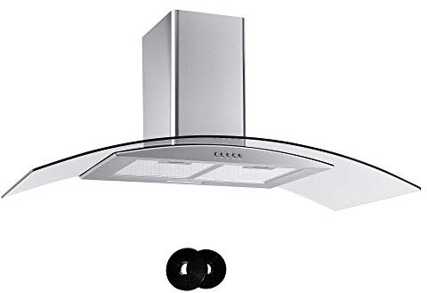 Cookology CGL100SS Stainless Steel 100cm Curved Glass Cooker Hood & Filters