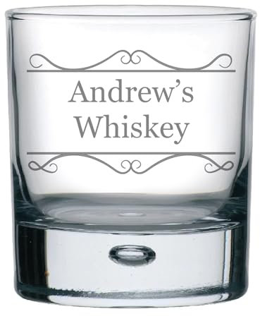 Personalised Engraved Bubble Whiskey Tumbler Glass - Your Name's Whiskey, Customise Your Perfect Glass with You Personalise in a White Presentation Gift Box
