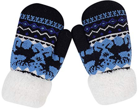 Fäustlinge Mädchen Jungen Strickhandschuhe Warm Fausthandschuhe Plüschfutter Wollhandschuhe Outdoor Strickhandschuhe Winter Fäustlinge Kinder Skihandschuhe für Weihnachten Geburtstag Skifahren