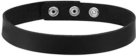 Jovivi Punk Choker Halskette Damen Gothic Choker Nieten Echtleder Schwarz, Leder