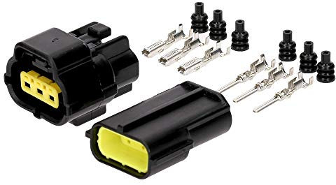 Kalitec KALI-2103 Econoseal J Kit 3 broches 0,5-1,5 mm² I Prise allume-cigare 12 V I étanche IP67 I Connecteur de câble rectangulaire pour voiture I Matériau du boîtier PBT I Sortie de câble 180° I