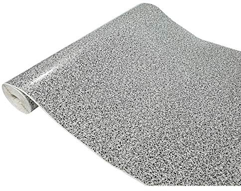 Klebefolie Möbel 45x100 cm | Selbstklebende Möbelfolie mit Stein-Design und wasserfester Oberfläche | Klebefolie für Möbel - einfache Anwendung und stilvolle Umgestaltung | Modena Grau/Silber