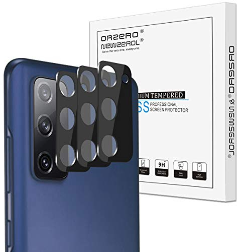 NEWZEROL 3 Stück Kompatibel für Samsung Galaxy S20 FE kameraschutz Kamera Schutzfolie Display Glasschutz Metallrahmen Kratzfestes, gehärtetes 9H-Härteglas Kamera Objektivschutz - Schwarz