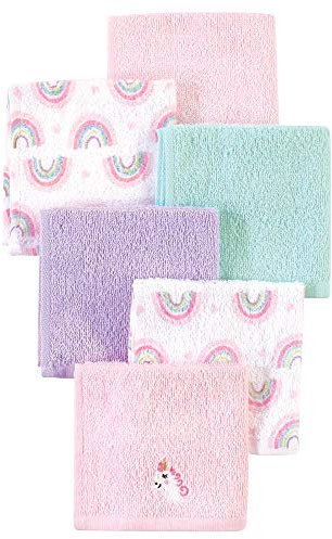 Luvable Friends Unisex Baby Super Soft Baumwolle Waschlappen Einhorn und Regenbogen Einheitsgröße