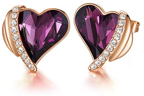 CDE Ohrringe für Damen Schmuck Geschenk, Rosegold Herz Damen Ohrstecker, verschönert mit Kristallen Valentinstag Verlobung Jubiläum Geschenke für Frauen Sie Mutter Freundin Ehefrau