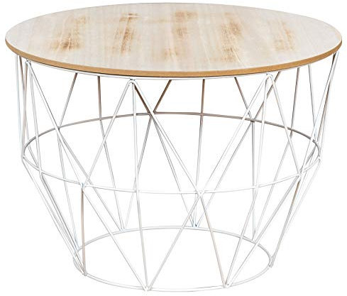 levandeo Beistelltisch Metall H40cm Metallkorb Drahtkorb Weiß Couchtisch Deckel Aufbewahrung Design Deko Tisch