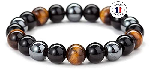 Attraction Zen Armband Dreifacher Schutz - Tigerauge, schwarzer Obsidian, Hämatit | ALLE STEINE IN UNSEREN ARMBÄNDERN SIND NATÜRLICH (10mm)