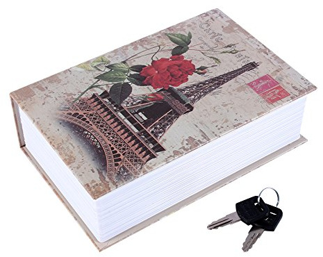 Libro Cassaforte con Chiave, Design Torre Eiffel, Contenitore Nascosto per Denaro e Oggetti di Valore