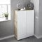 Dmora - 2-türiger Mehrzweckschrank Olathe, Zusatzschrank, Niedriger Schuhschrank mit 6 Regalen, Niedriger Schuhregal, 70x36h103 cm, Eiche und Weiß
