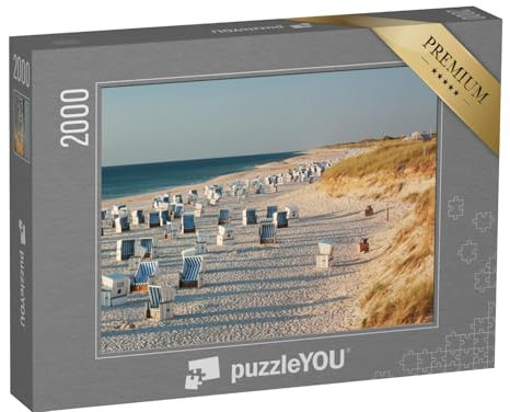 puzzleYOU: Puzzle 2000 Teile „Strand mit Strandkörben im Abendlicht bei Kampen auf Sylt“ – aus der Puzzle-Kollektion Strandkörbe