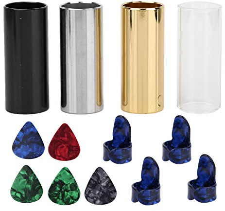 Metal Guitar Slides Set, Metal Guitar Slide Kunststoff Daumenfinger Plektren Set mit Aufbewahrungsbox