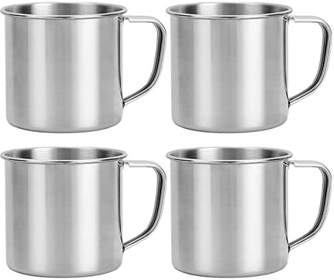 Zliger 4 Pièces Tasse à Boire en Acier Inoxydable - Mug de Camping Incassable pour Thé, Café, Randonnée