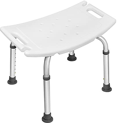 HENGMEI Verstellbarer Duschstuhl Badsitz Type B | Aluminiumrahmen, 7-stufig verstellbar, wasserablaufender Sitz, Saugnapffüße, bis 136 kg Tragkraft