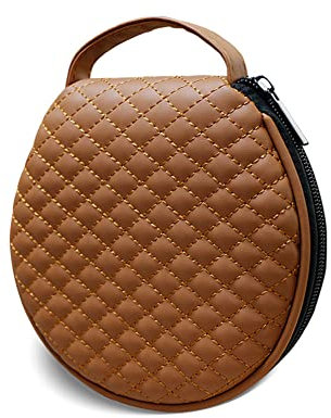 Uposao Sac De Rangement CD en Cuir PU Couleur Unie Ronde Disque de Stockage CD/DVD Portable Couvercle 20 Disques Pochette à Glissière Étanche Stockage Oraganizer pour Voyages Domicile Voiture